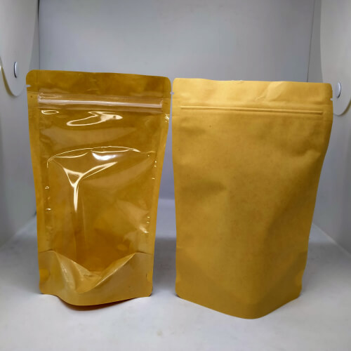 STAND UP POUCH W ZIP LOCK | HALF CLEAR HALF | KRAFT (SUPZ-1T1K) - Image 2