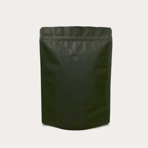 COFFEE POUCH W ZIP LOCK & VALVE | ALUMINUM MATTE BLACK (SUPZ-CFALUM_BLACK)