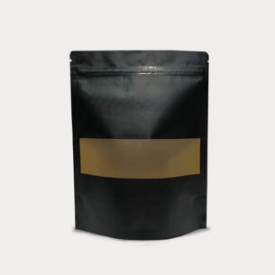 STAND UP POUCH W ZIP LOCK & WINDOW | KRAFT BLACK (SUPZ-BKWM)