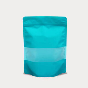 STAND UP POUCH W ZIP LOCK & WINDOW | MATTE TEAL (SUPZ-PEWM_TEAL)