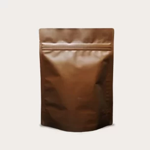 STAND UP POUCH W ZIP LOCK & COFFEE VALVE | ALUMINUM MATTE BROWN (SUPZ-CFALUM_BROWN)