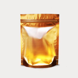 STAND UP POUCH W ZIP LOCK | CLEAR MATTE GOLD (SUPZ-1T1G)