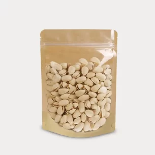STAND UP POUCH W ZIP LOCK | HALF CLEAR HALF | KRAFT (SUPZ-1T1K)