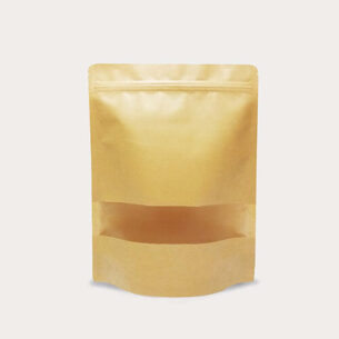 STAND UP POUCH W ZIP LOCK & WINDOW | KRAFT MATTE (SUPZ-YKWM)