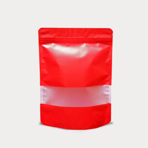 STAND UP POUCH W ZIP LOCK & WINDOW | MATTE RED (SUPZ-PEWM_RED)