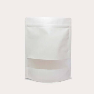 STAND UP POUCH W ZIP LOCK & WINDOW | KRAFT WHITE (SUPZ-WKW)