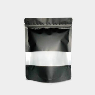 STAND UP POUCH W ZIP LOCK & WINDOW | MATTE BLACK METALLIZED (SUPZ-VMPEWM_BLACK)