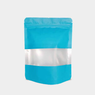 STAND UP POUCH W ZIP LOCK & WINDOW | MATTE BLUE METALLIZED (SUPZ-VMPEWM_BLUE)