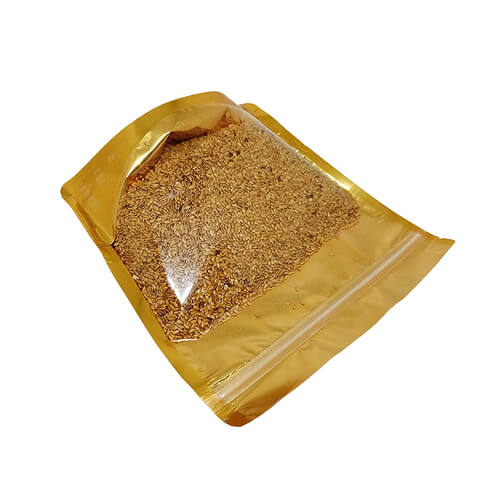 STAND UP POUCH W ZIP LOCK | SQUARE SHAPE CLEAR GOLD (SUPZ-1T1G_GLOSSY) - Image 3