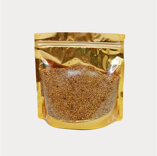 STAND UP POUCH W ZIP LOCK | SQUARE SHAPE CLEAR GOLD (SUPZ-1T1G_GLOSSY) - Image 2