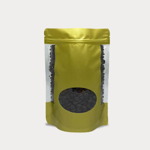 STAND UP POUCH W ZIP LOCK & WINDOW | OVAL GOLD (SUPZ-CPPW_GOLD)