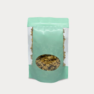 STAND UP POUCH W ZIP LOCK & WINDOW | OVAL PASTEL GREEN (SUPZ-CPPW_PASTELGREEN)