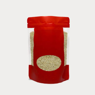 STAND UP POUCH W ZIP LOCK & WINDOW | OVAL RED (SUPZ-CPPW_RED)