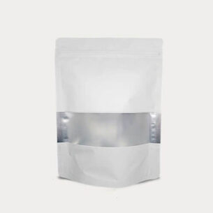 STAND UP POUCH W ZIP LOCK & WINDOW | MATTE WHITE METALLIZED (SUPZ-VMPEWM_WHITE)